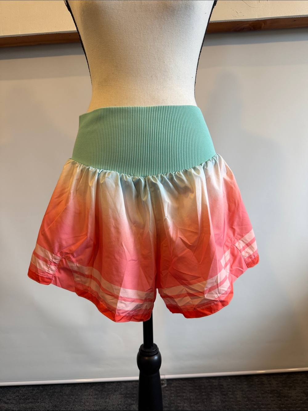 FP Movement by Free People Ombre Coral Pink Athletic Shorts with Mint Waistband